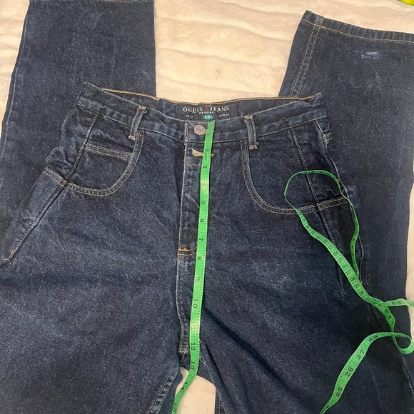 Vintage 90s Guess Pascal 27 x 30 Dark Blue Distressed School Vtg Casual Jeans - Picture 9 of 11